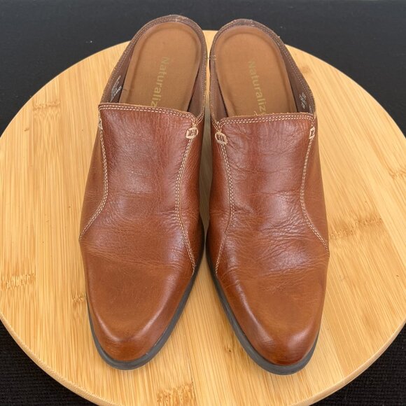 Leather Slip-on Mules Heels Women's Size 7M - Picture 4 of 10